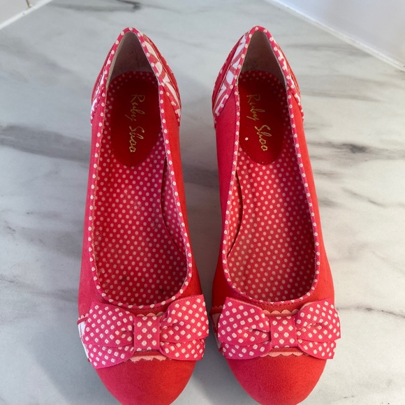 Ruby Shoo Shoes Size 6 Pink Faux Suede Slip On Heeled Shoes Euro 39 - Picture 2 of 10